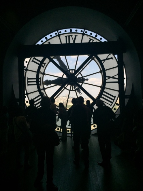 Real people inside a clock